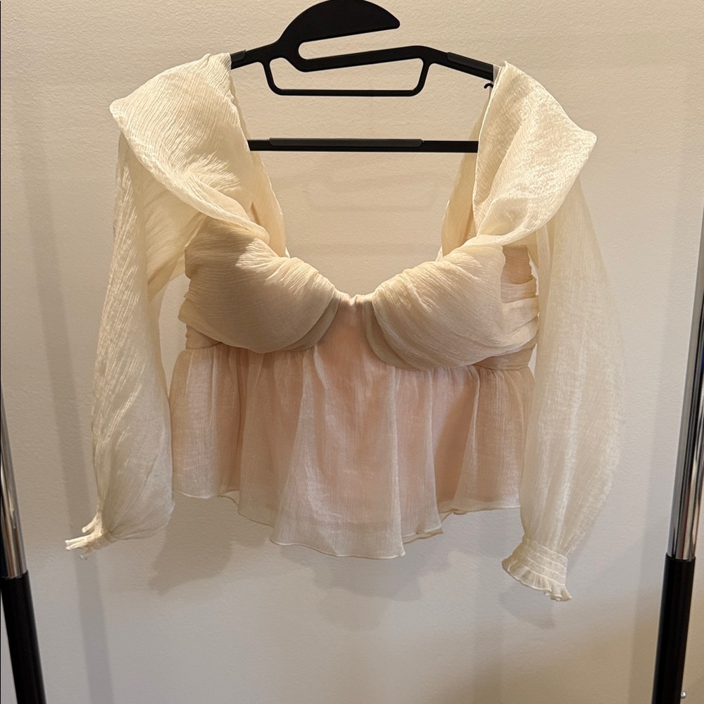 House of Harlow 1960 Cream Sheer Blouse